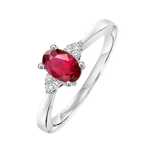 Dove feather engagement rings-Ruby and Diamond Fashion Ring