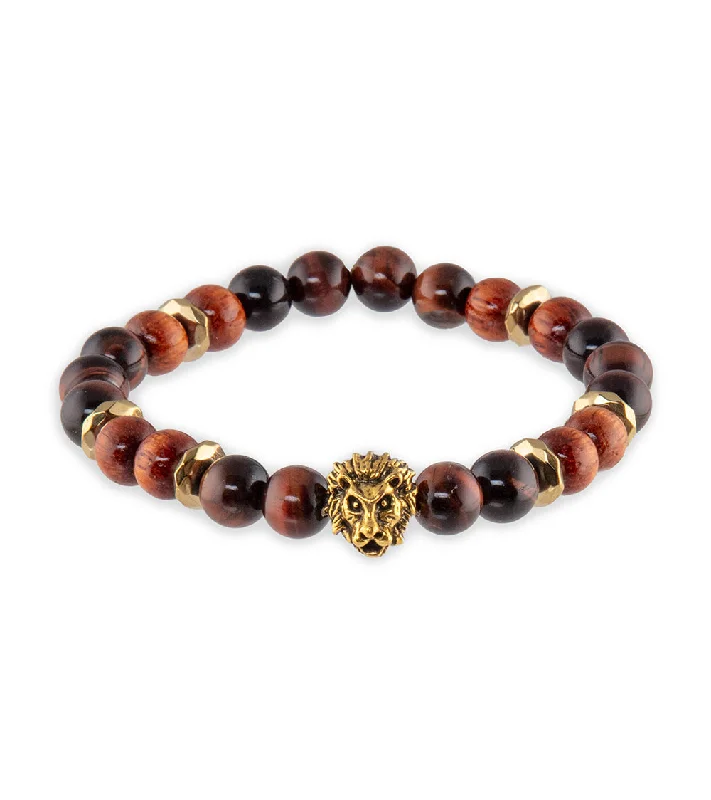 Alloy metal bangles-Red Tiger Eye, Koa, Gold Hematite Bracelet by Bergan