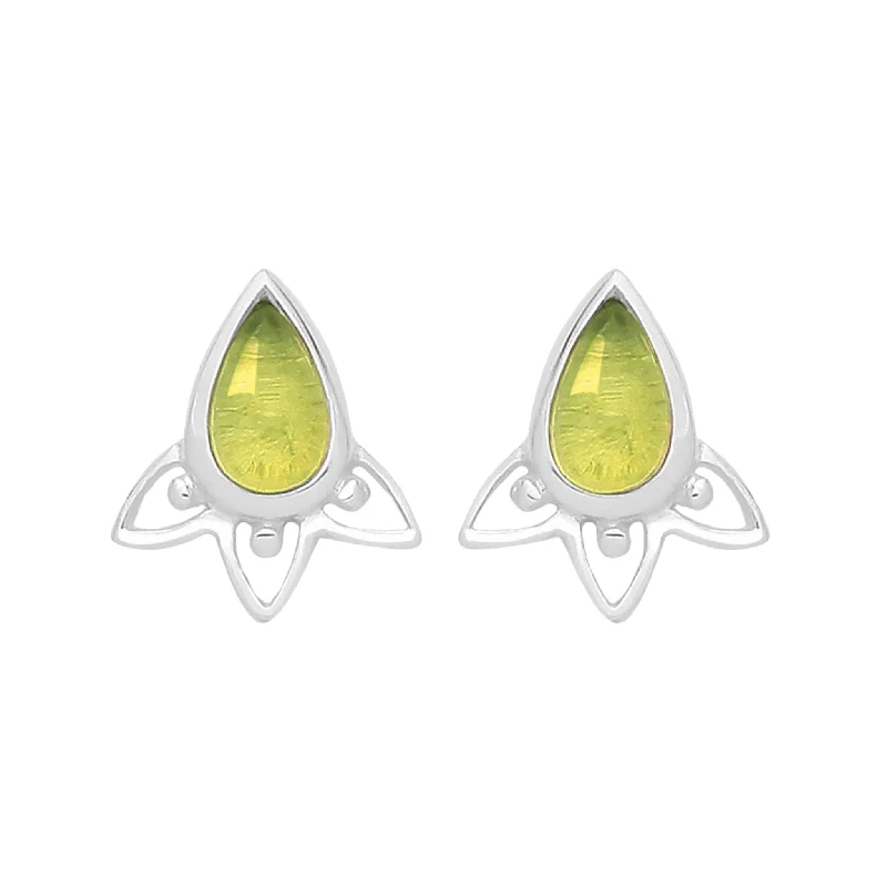 High gloss earrings-ARIA - Peridot & Sterling Silver Studs