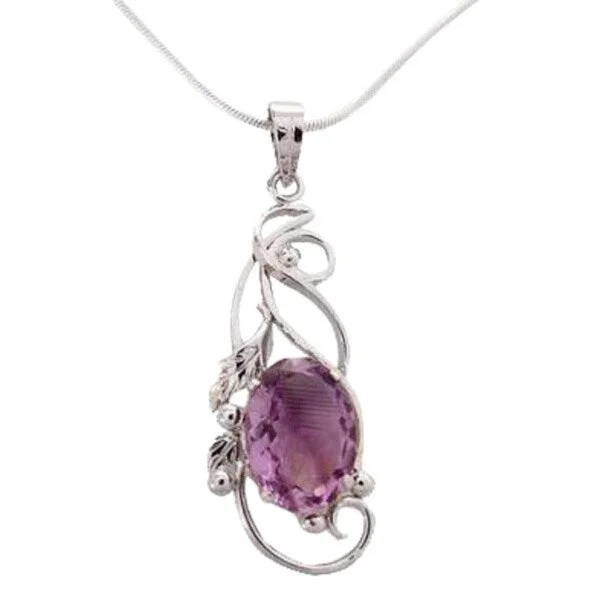 Neat-line necklaces-Handmade Sterling Silver 'Delhi Lilac' Amethyst Necklace (India)