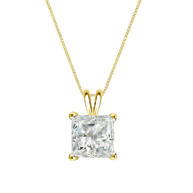 Mystic eye necklaces-Auriya 14k Gold 3/4ctw Princess-cut Solitaire Diamond Necklace (I-J, I1-I2)