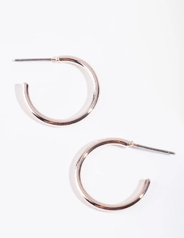 Wide hoop earrings-Rose Gold Mini Plain Hoop Earrings