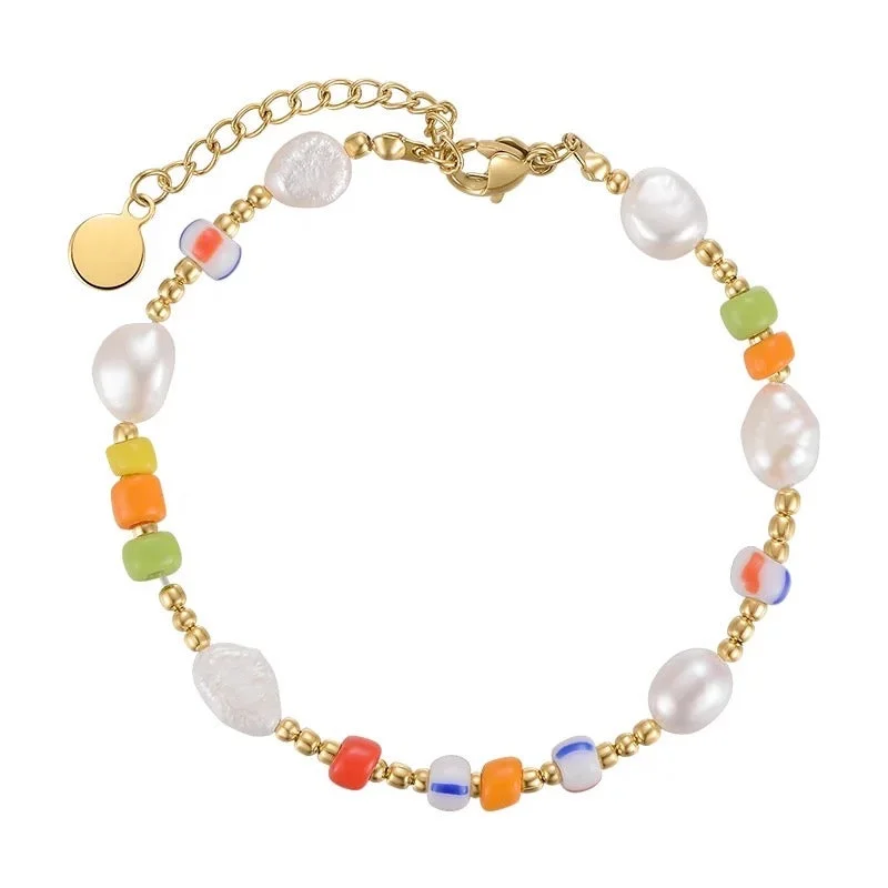 Polished silver bangles-Pfeiffer Rainbow Pearl Bracelet