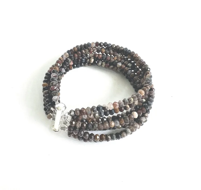 Layered chain bangles-ANN LIGHTFOOT - EIGHT STRAND FACETED 4MM PIETERSITE BRACELET