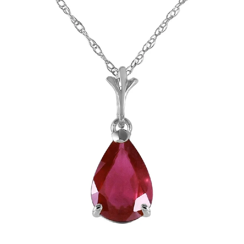 Smooth pendant necklaces-1.75 Carat 14K White Gold Sense Passionately Ruby Necklace