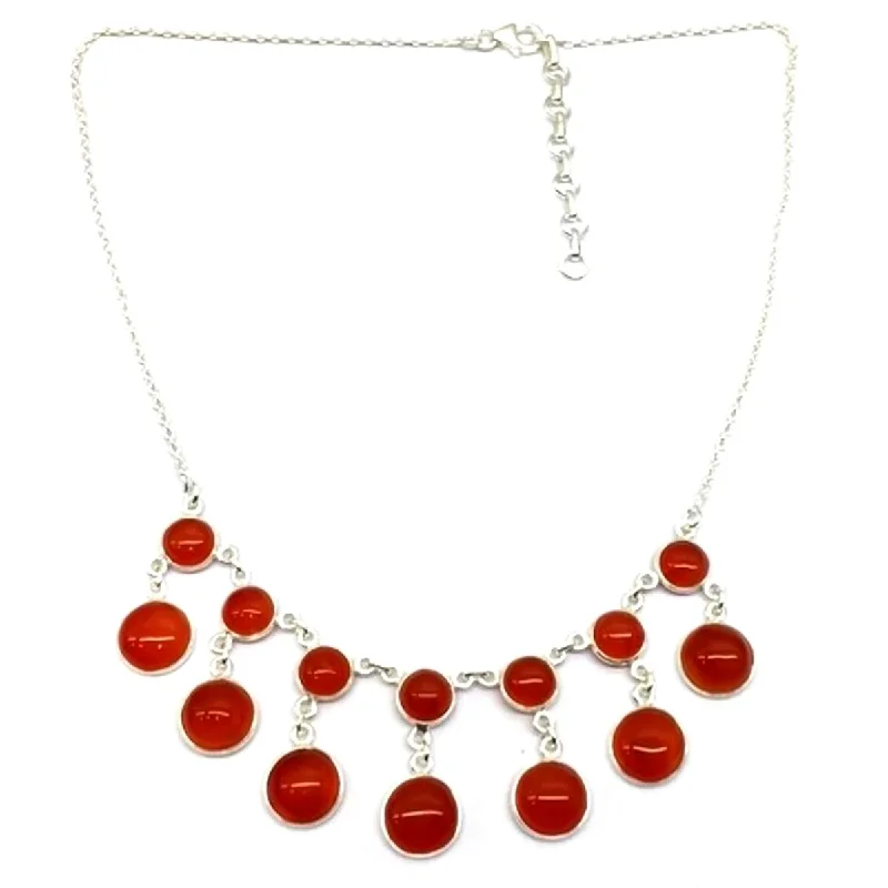 Ten-strand necklaces-925 Sterling Silver Carnelian Necklace