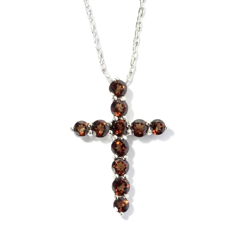 Worn medallion necklaces-Stering Silver Chacolate Topaz Cross Necklace