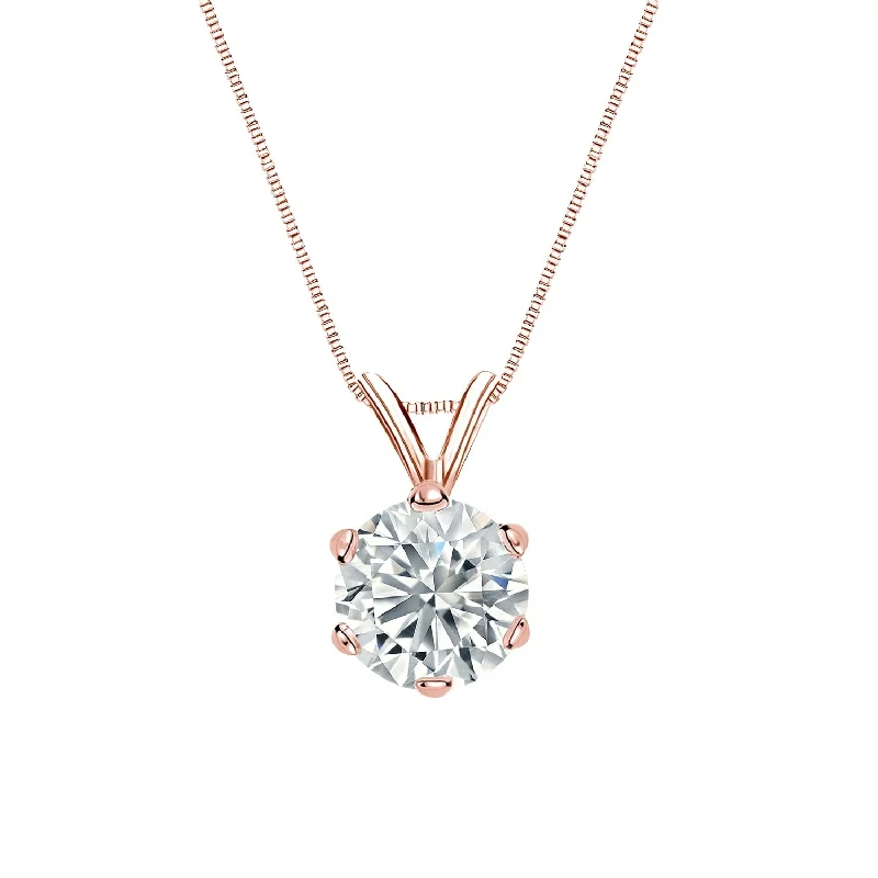 Woven knot necklaces-Auriya 14-karat Gold 1.75ctw Round Solitaire Lab Grown Diamond Necklace 6-Prong (F-G VS) - 1.75