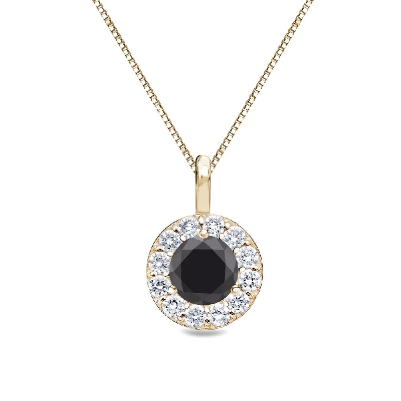 Multi-birthstone necklaces-Auriya 1/2ctw Round Black Diamond Halo Necklace 14k Gold (H-I, I1-I2)