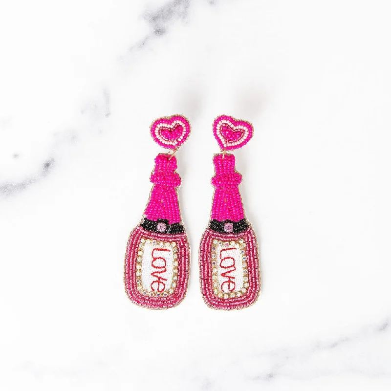 Spinel earrings-LOVE Bubbly Beaded Earrings | Pink