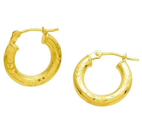 Flat badge earrings-14K Gold Mini Hoop - 15MM