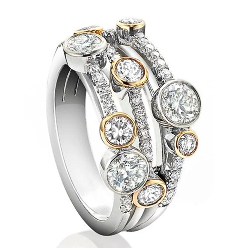 Full Paved CZ Stone Two-Tone Versatile Ring