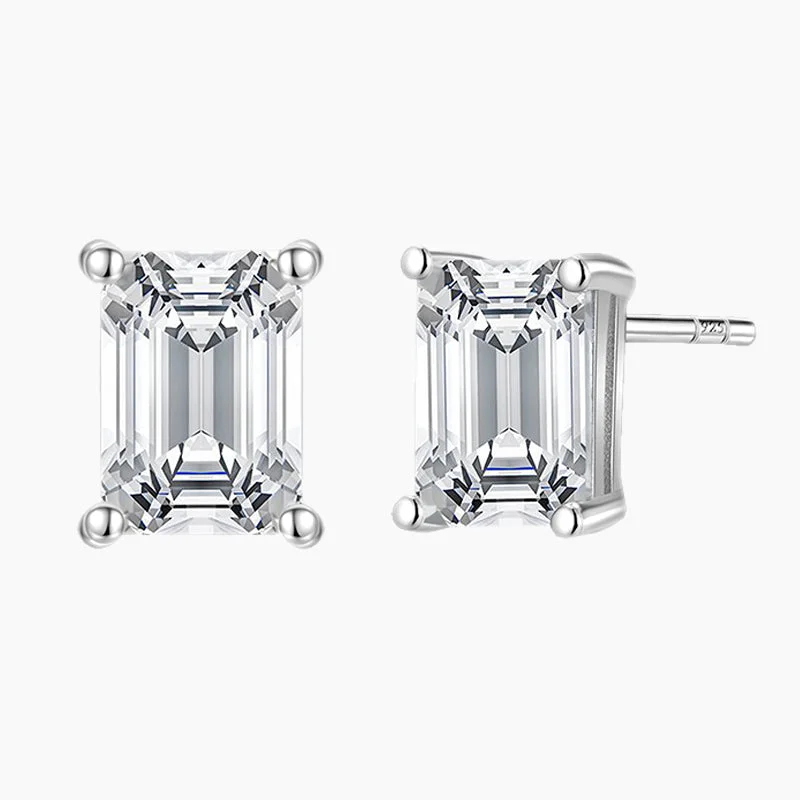 Solid ring earrings-Sterling Silver 1CT Cubic Zircon Post Earrings