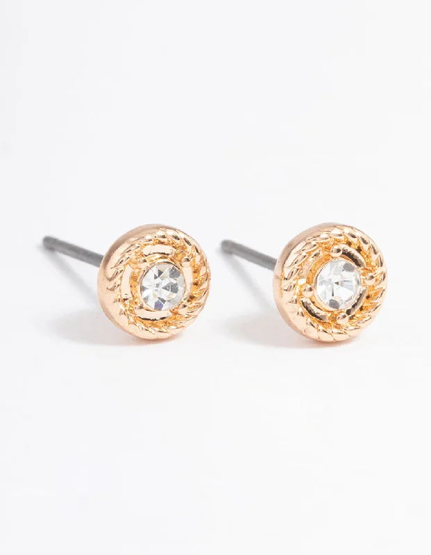 Vintage clip earrings-Gold Simple Stone Stud Earrings