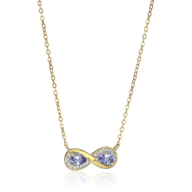 Worn style necklaces-Yellow Gold-Plated Silver Tanzanite Infinity Pendant Necklace, 18" - Blue