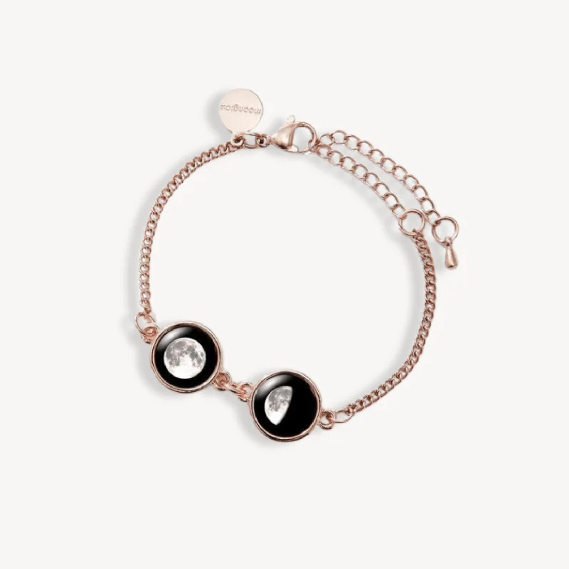 Tri-tone bangles-Double Moon Pallene Bracelet in Rose Gold