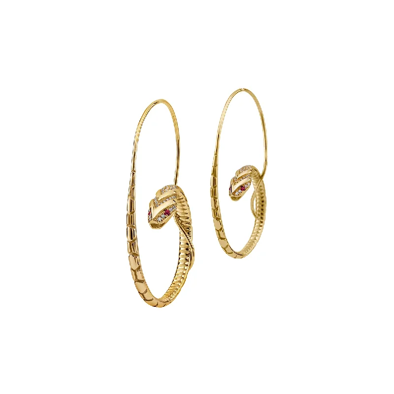 Cotton cord earrings-The Snake Hoop Earrings