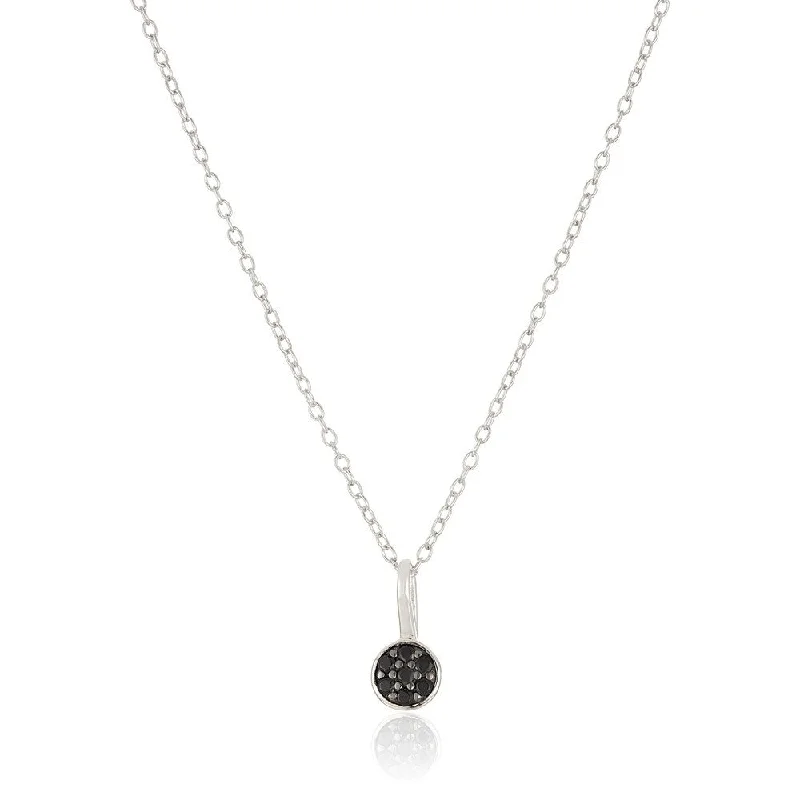 Braided link necklaces-Sterling Silver Black Spinel Petite Pendant Necklace, 18"