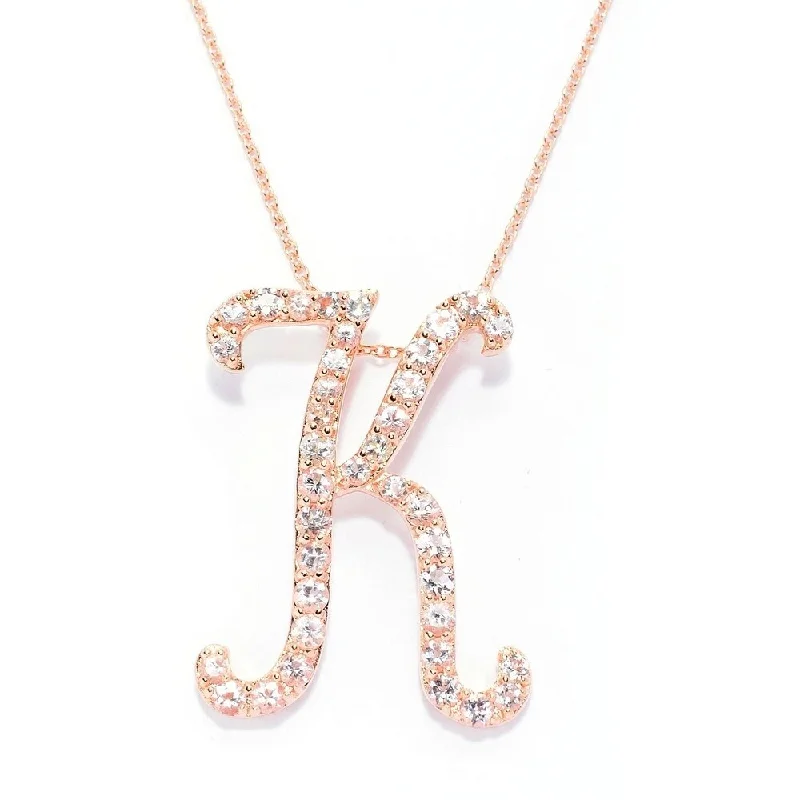 Victorian style necklaces-18k Rose Gold over Sterling Silver Round Morganite Initial K Necklace