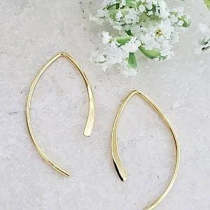 Tiny heart earrings-Gold Open Wishbone Earrings