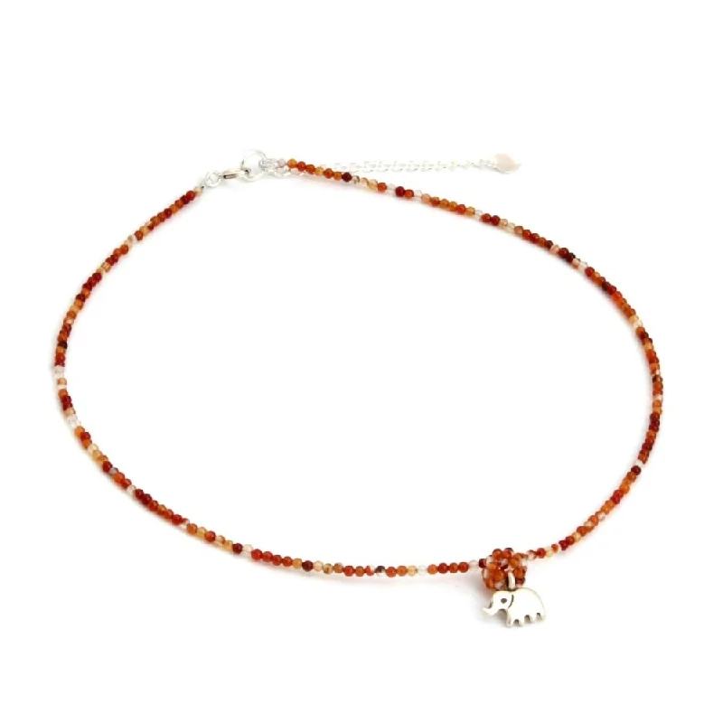 Tide shape necklaces-Handmade Sterling Silver 'Elephantine Charm' Carnelian Necklace (Thailand)