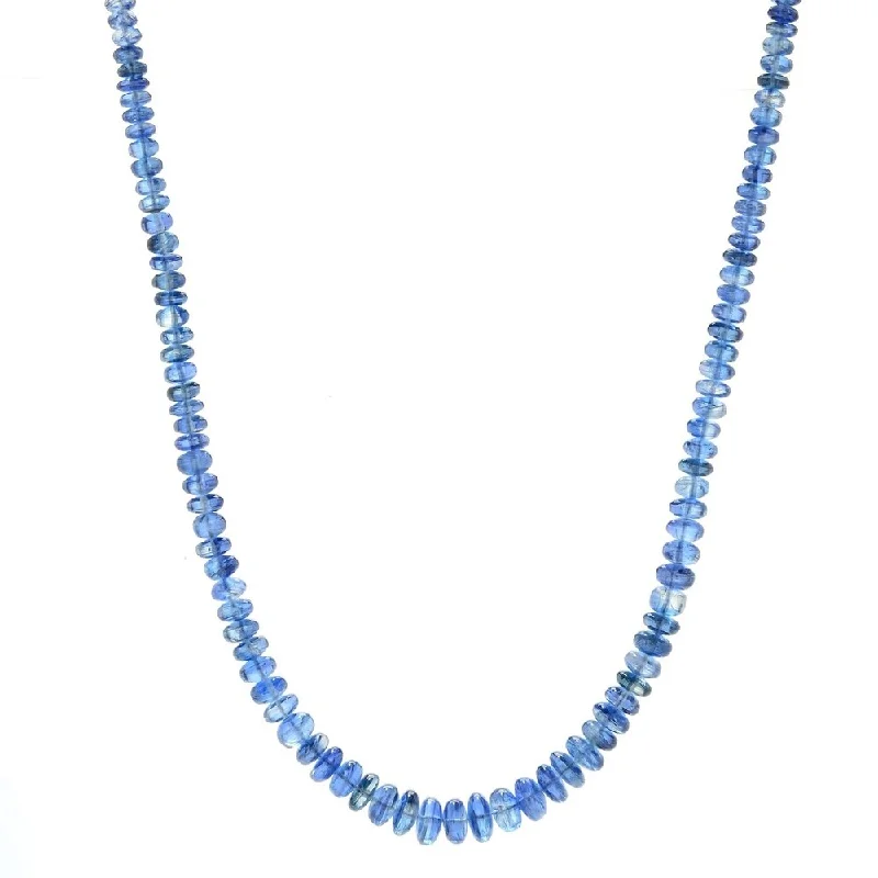 Rope braid necklaces-Sterling Silver 18" Kyanite Graduated Beaded Necklace