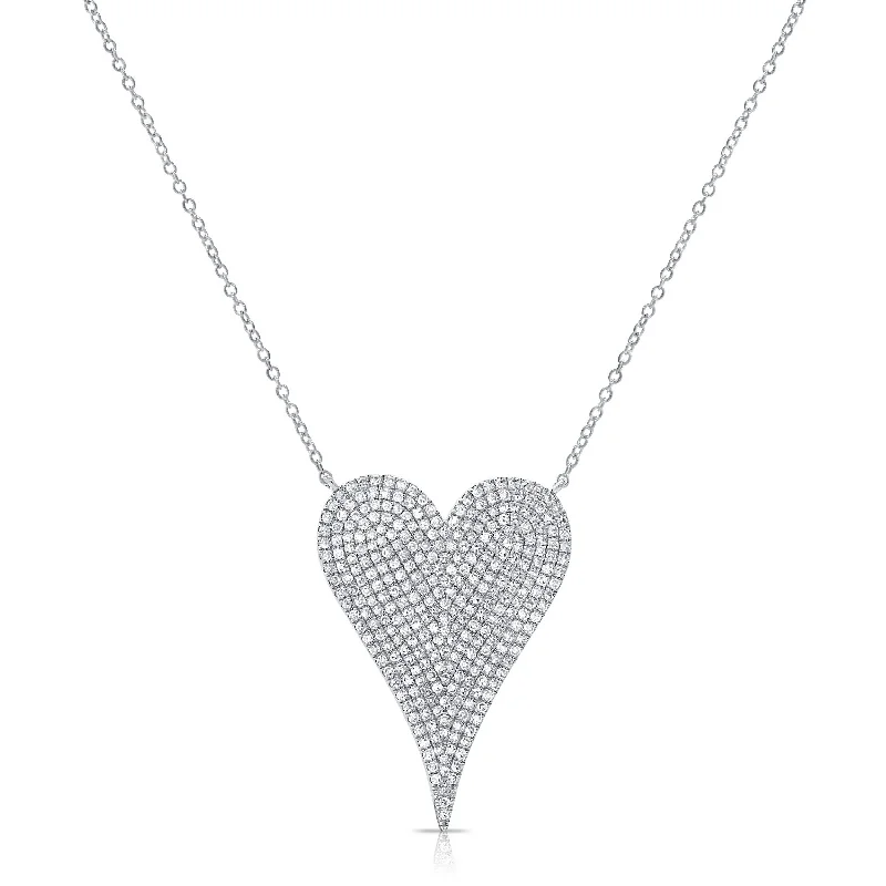 Smooth pendant necklaces-Joelle Diamond Heart Pendant Necklace 14K White Gold 4/5 CT TDW