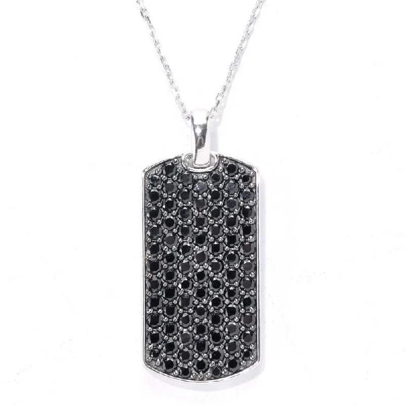 Retro locket necklaces-Sterling Silver Pave Black Spinel Necklace with Chain and Cord