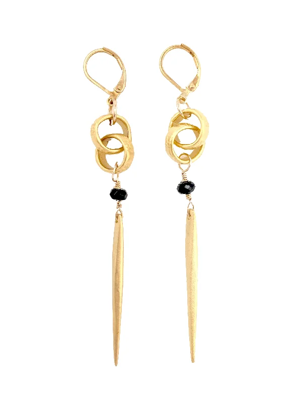 Vivid druzy earrings-Onyx Spear Earrings