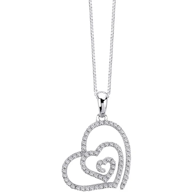 Tarnished silver necklaces-Auriya 14k White Gold 1/4ctw Diamond Swirl Heart Necklace (G-H, I1-I2)