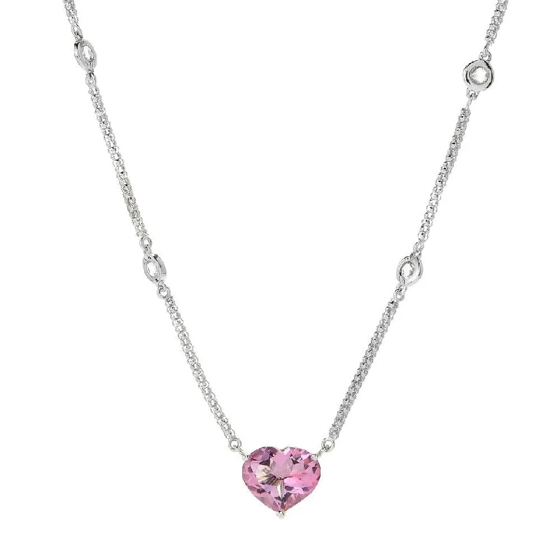 Oval shape necklaces-Sterling Silver 4.06ctw Heart Cut Multi Gem Necklace 16"