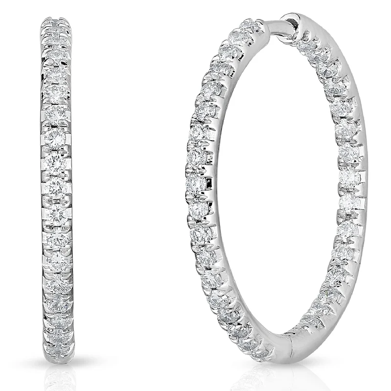 Large hoop earrings-Inside-Out .50twt Diamond Earrings