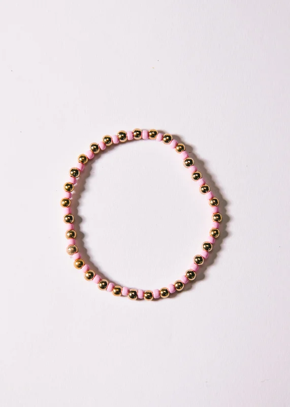 Heavy stone bangles-Pink Gold Ball Bracelet