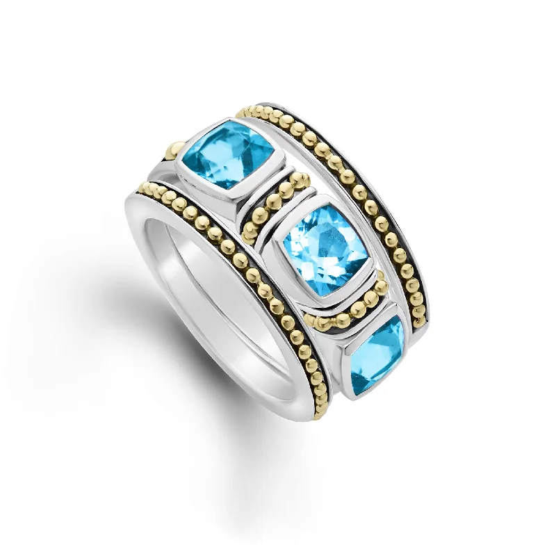 Twilight gothic engagement rings-Swiss Blue Topaz Stacking Rings (Size 6)