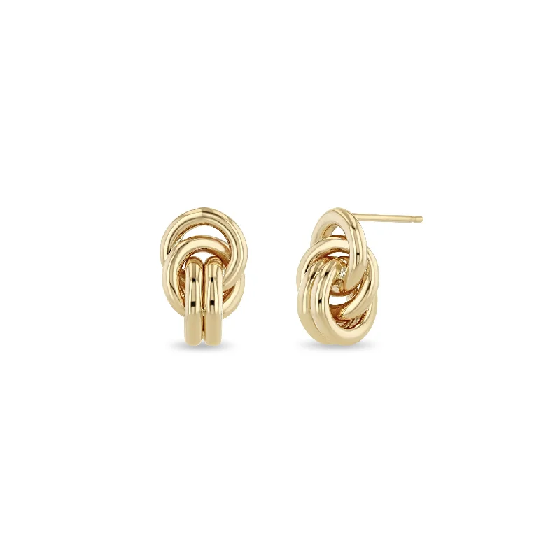 Surf motif earrings-14k Double Linked Knot Drop Earrings