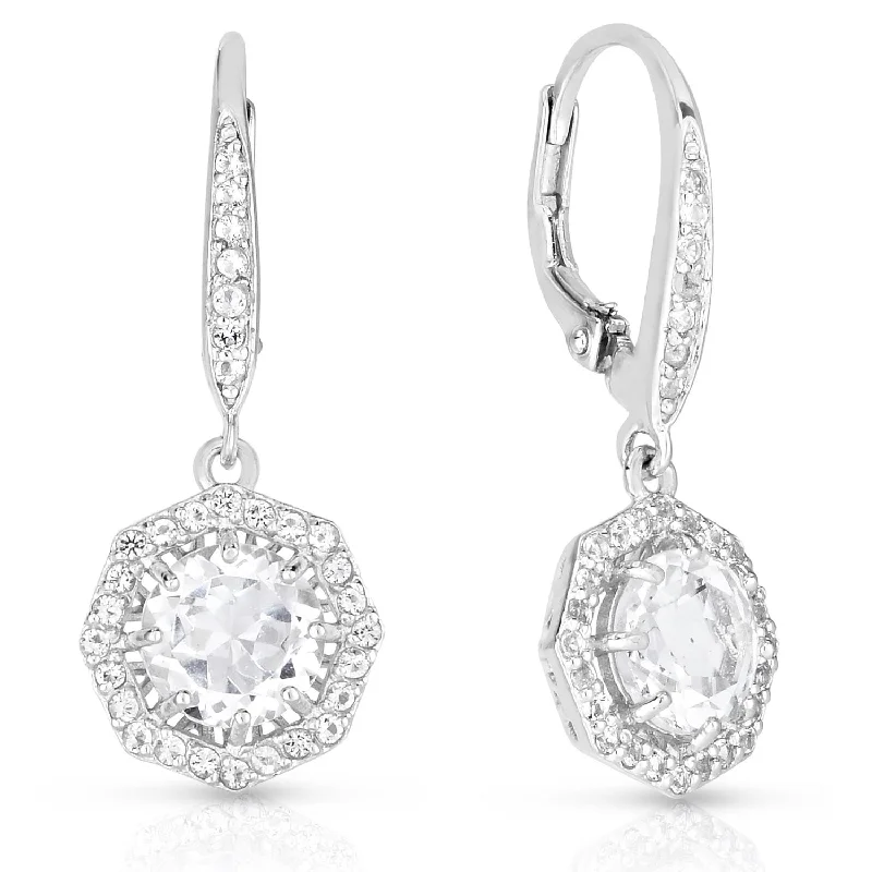 Lily design earrings-White Topaz Droplet Earrings