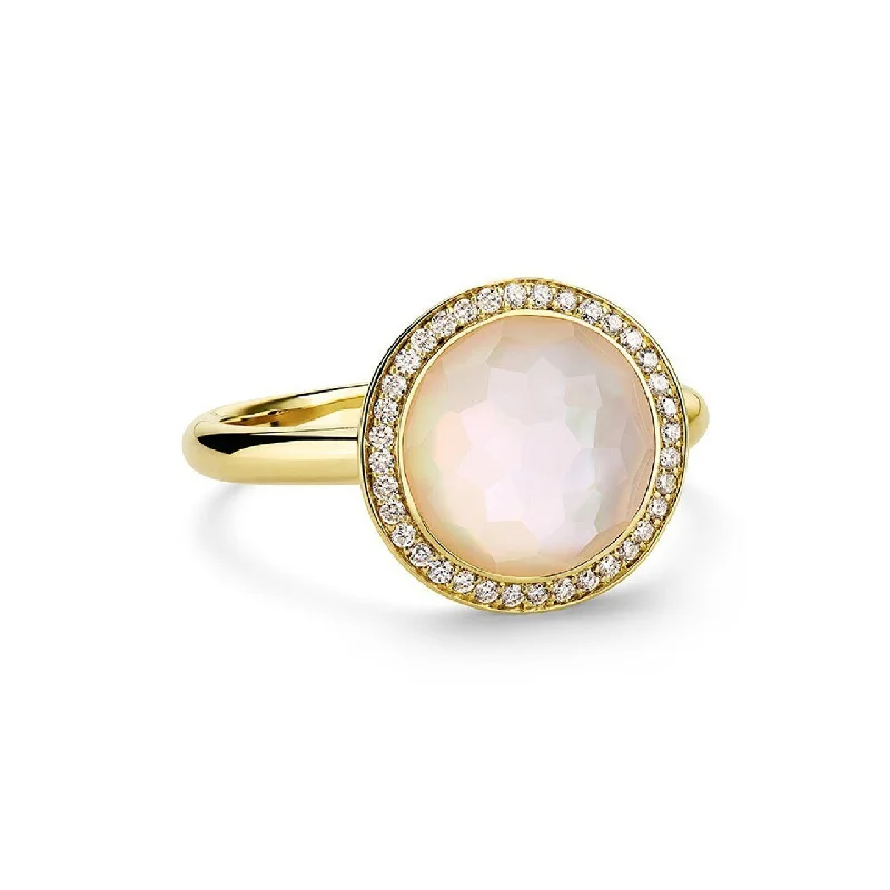 Double shank engagement rings-Mother of Pearl & Diamond Rock Candy Mini Lollipop Ring