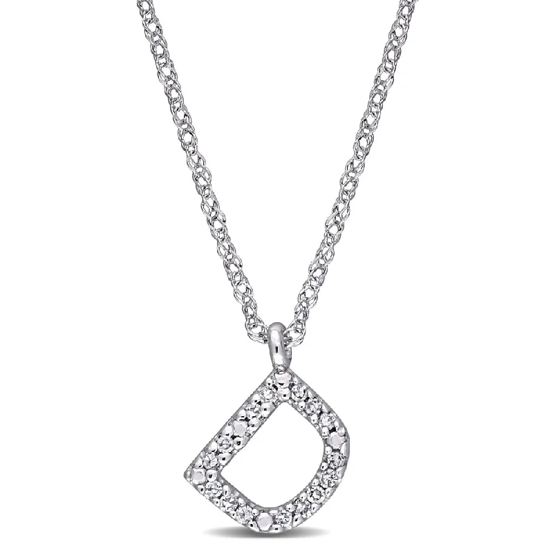 Light filigree necklaces-Miadora 14k White Gold Diamond Accent D Initial Necklace