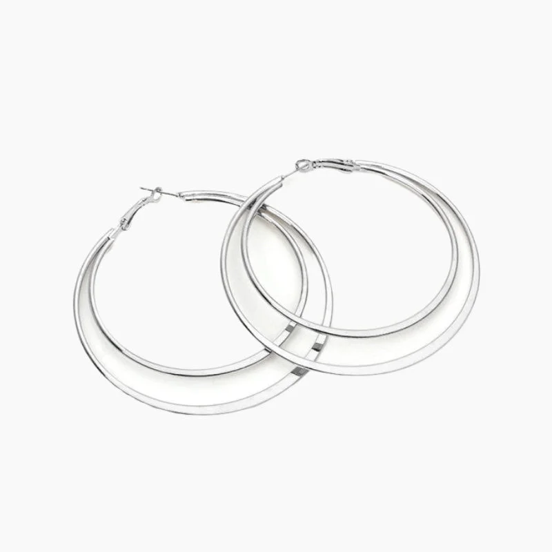 Vintage clip earrings-Sterling Silver Large Hoop Earrings for Women