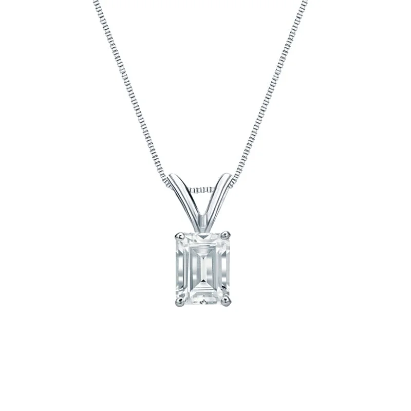 Secure clasp necklaces-Auriya Platinum 0.50ctw Emerald Solitaire Lab Grown Diamond Necklace 4-Prong Basket (H-I VS) - 0.5