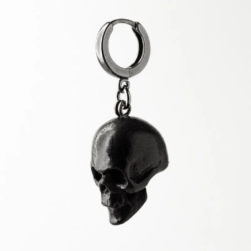 Victorian style earrings-Black Skull earring