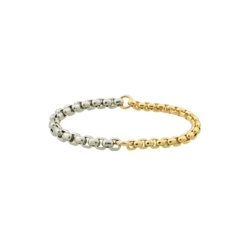 Ring - Half Modern Box Chain Mixed Metals Stainless and 14K Gold-filled Ring WBJ