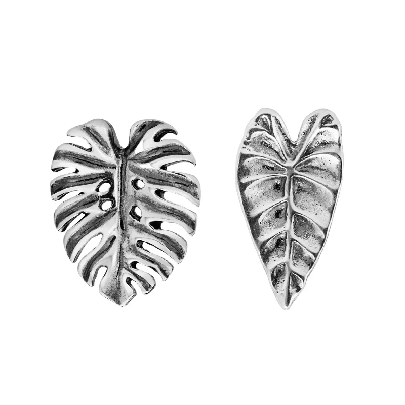 Wide bar earrings-MONSTERA & ALOCASIA - Sterling Silver Studs