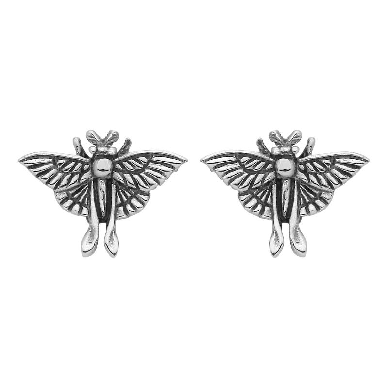 Wide bar earrings-LUNA MOTH - Sterling Silver Studs