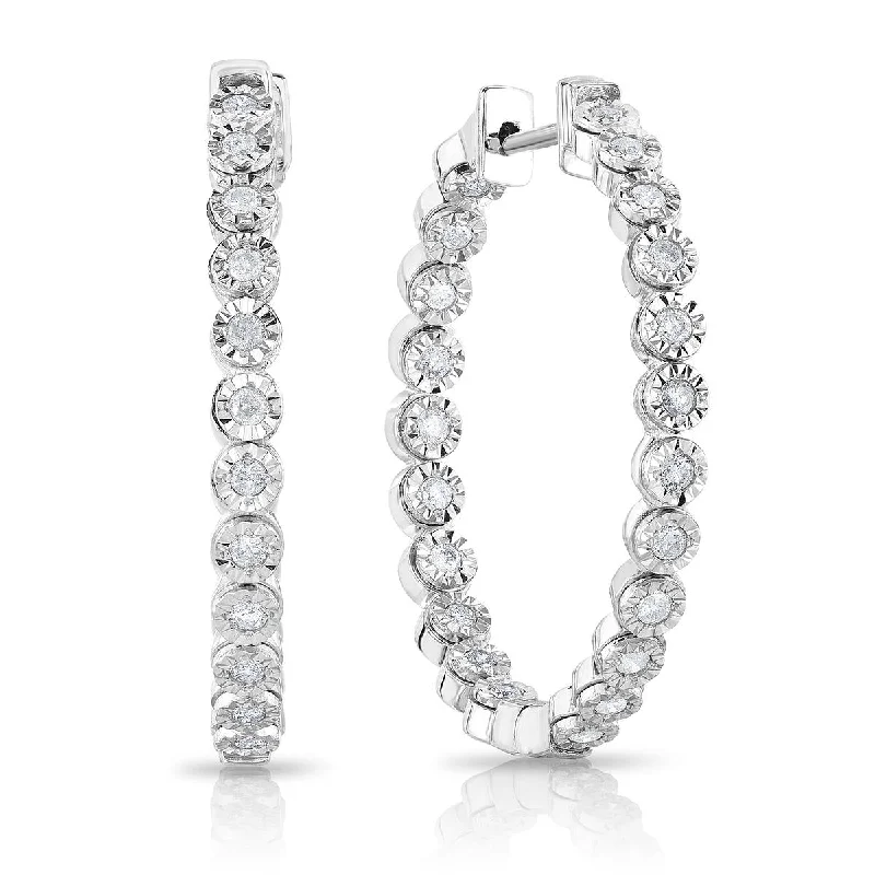 Wide bar earrings-Inside-Out .75twt Diamond Earrings