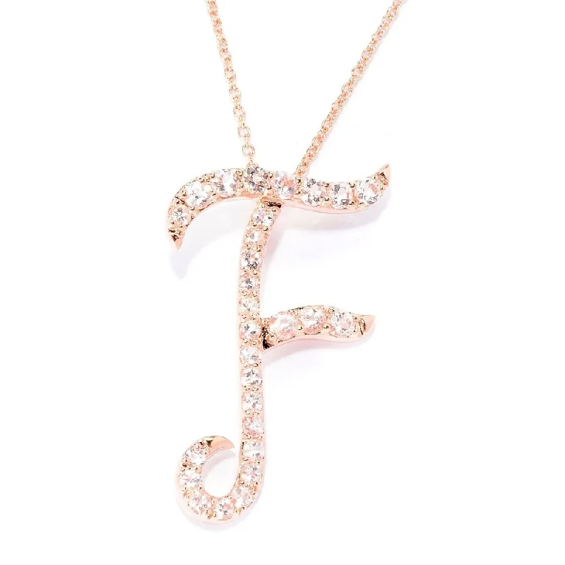 Cedar wood necklaces-18k Rose Gold over Sterling Silver Round Morganite Initial F Necklace