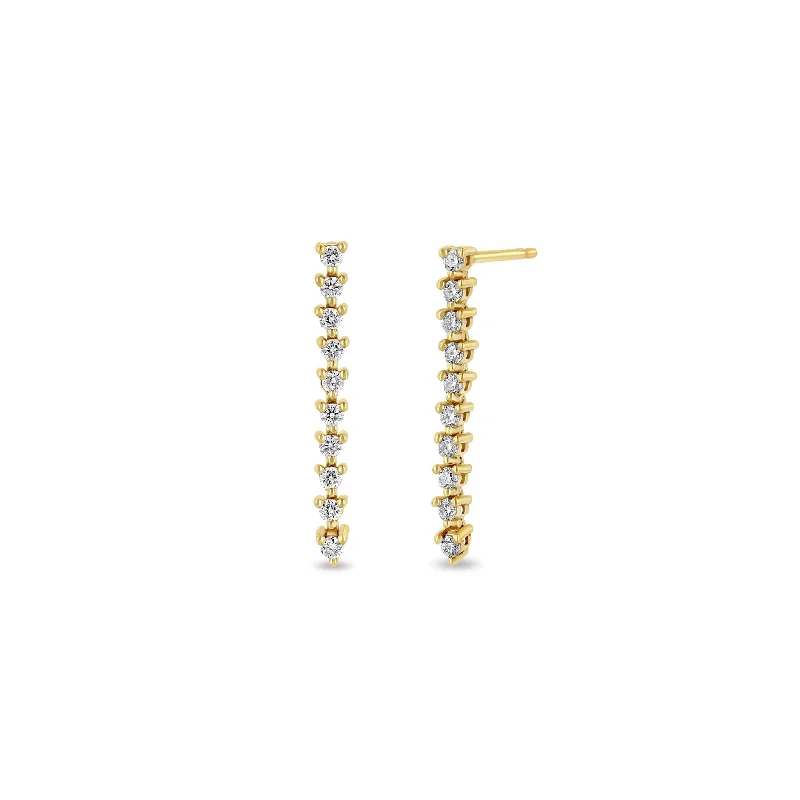 Pure crystal earrings-14k Diamond Tennis Drop Earrings