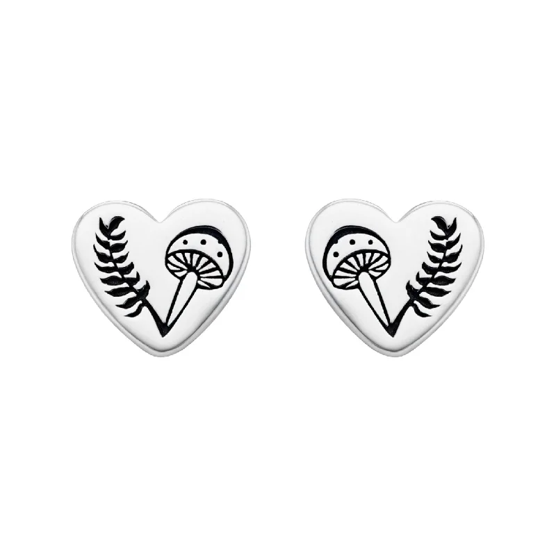 Bamboo style earrings-WILD HEART - Sterling Silver Studs