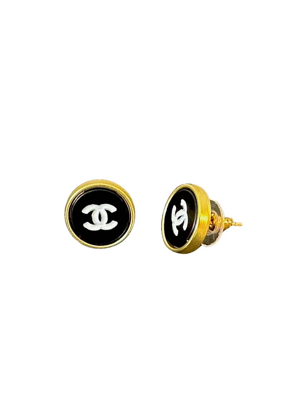 Mystic eye earrings-CC Black w/ White Button Earrings