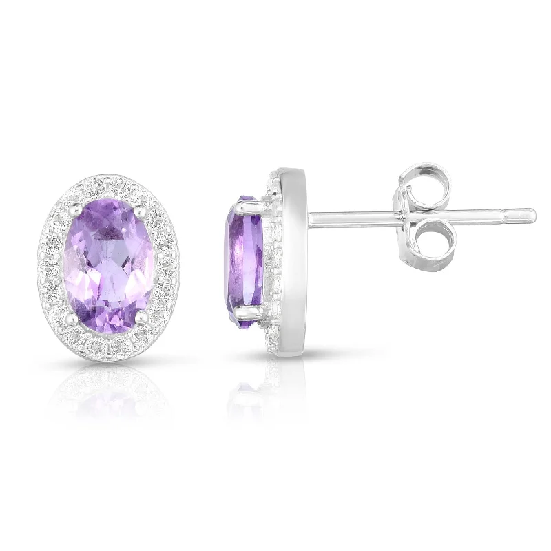 Two-tone earrings-Amethyst Earrings